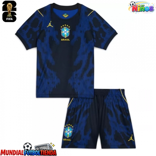 Camiseta Brasil Segunda Equipación Replica Mundial 2026 para niños mangas cortas (+ Pantalones cortos)